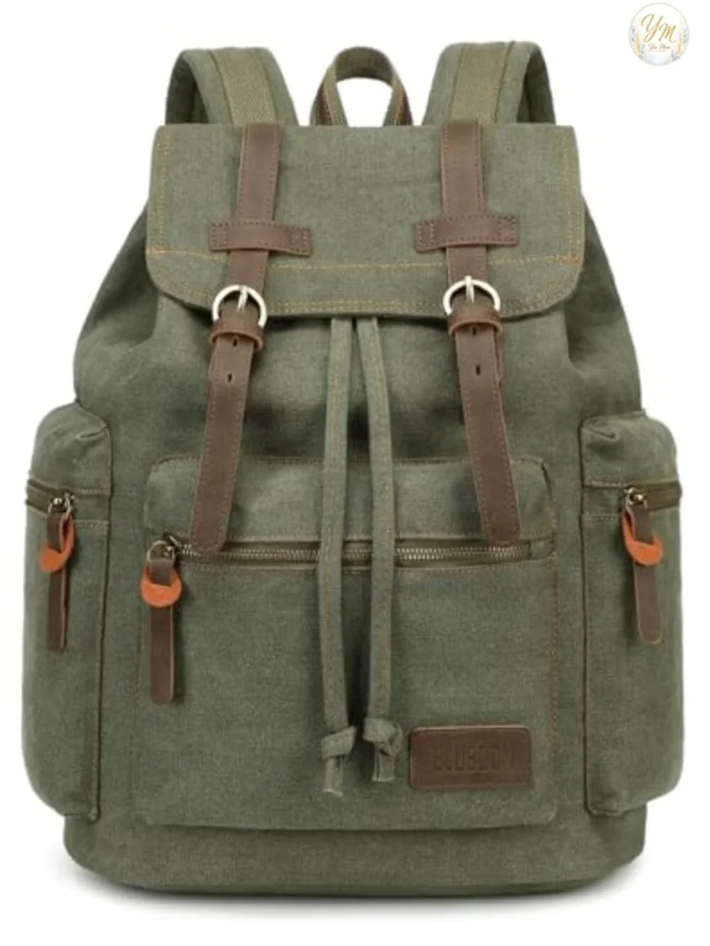 Vintage Canvas & Leather Trim Backpack 15.6